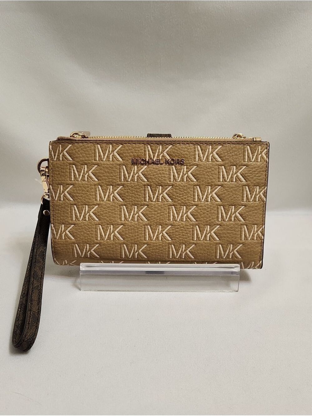 Michael Michael Kors Jet Set Tan MK Monogram Wristlet Clutch